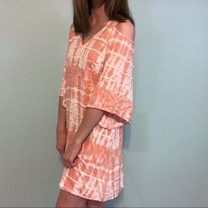 Cato Pink Tye-Die Cold Shoulder Dress